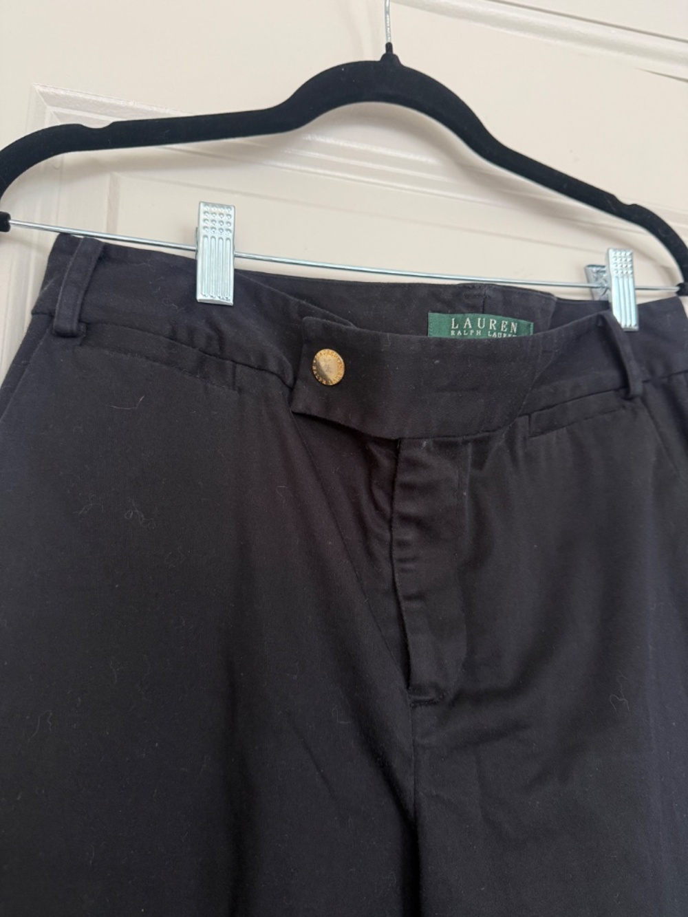 Lauren Ralph Lauren Black Dress Pants Size 8 Gold Button Tailored Trousers - Picture 3 of 4